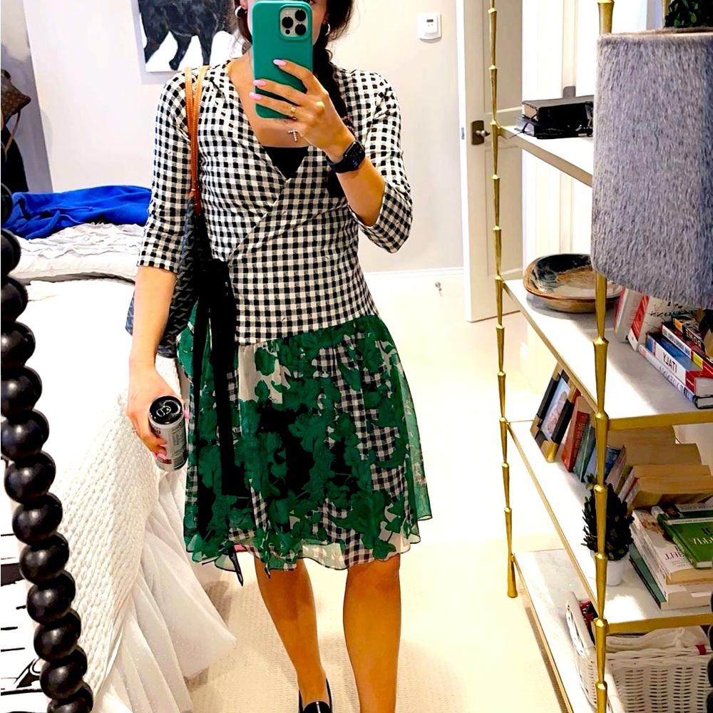 Diane Von Furstenberg Gingham Green Wrap Dress